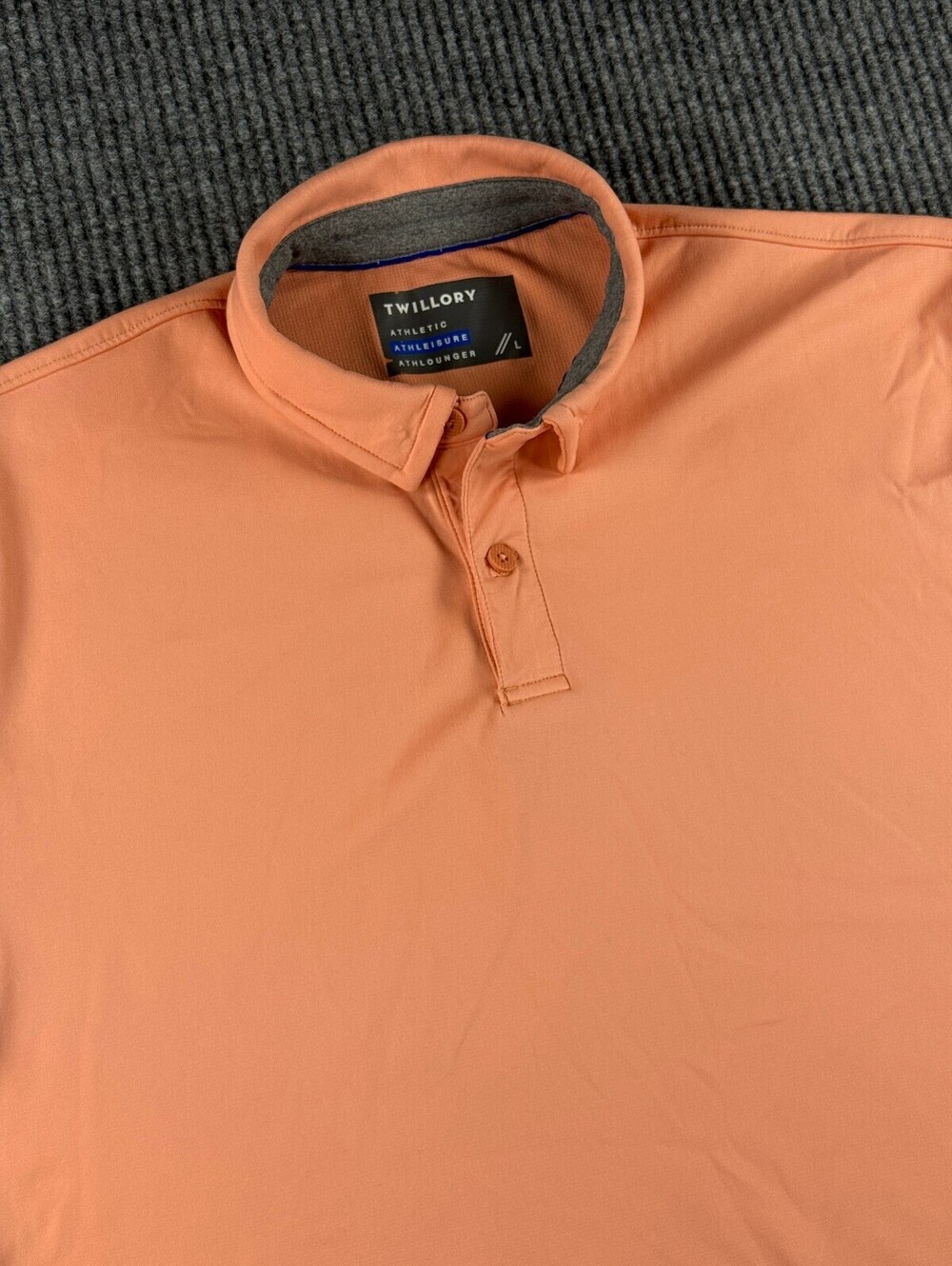Twillory Athleisure Performance Polo Mens L Short Sleeve Peach Salmon Athletic